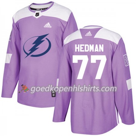 Tampa Bay Lightning Victor Hedman 77 Adidas 2017-2018 Purper Fights Cancer Practice Authentic Shirt - Mannen